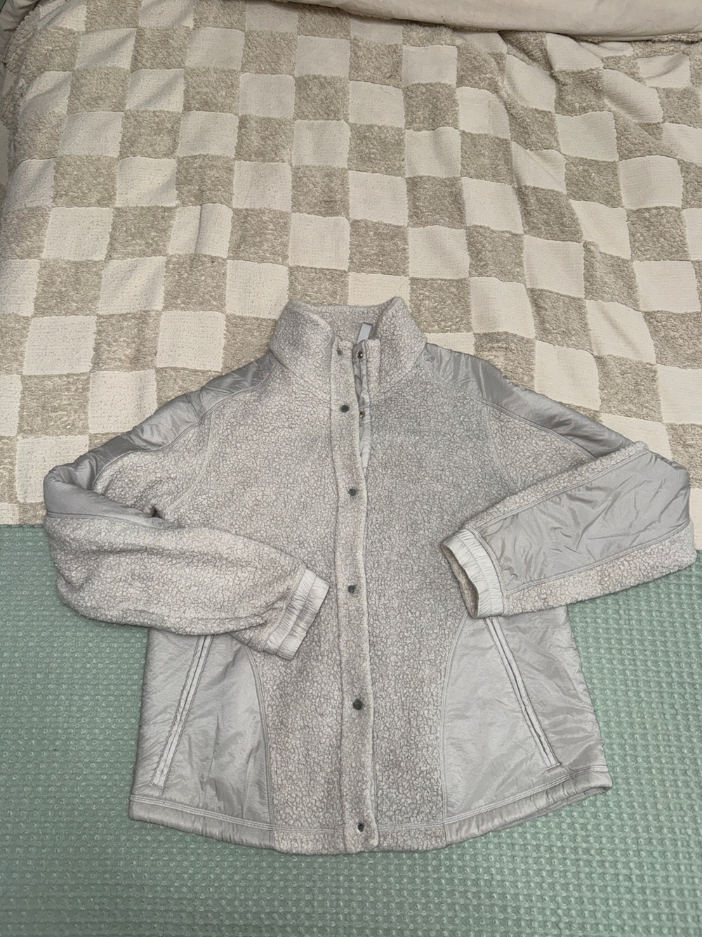 Lululemon Go Cozy Jacket Heathered Ceramic Sherpa Mixed Media Gray‎ Size 6